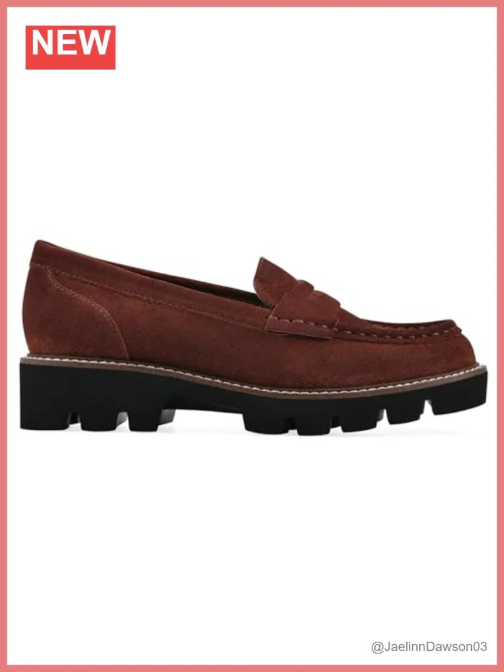 Women's Leather Penny Loafers Lug Sole Cushioned Slip-On Comfort Shoes